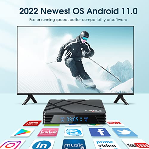 Android TV Box 11.0, 2022 Newest Android TV Box 4GB RAM 32GB ROM with RK3318 Quad-Core 64 Bits, Android Box Dual-WiFi 2.4GHz/5GHz BT 4.2 USB 3.0 3D 4K/6K TV Box