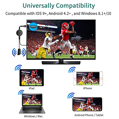 DRYMOKINI 4K Wireless HDMI Adapter, WiFi Streaming Movies, Shows, and Live TV Receiver from iPhone, iPad, Android, Tablet, Window to HDTV/Monitor/Projector, Miracast, Airplay, DLNA, Chrome