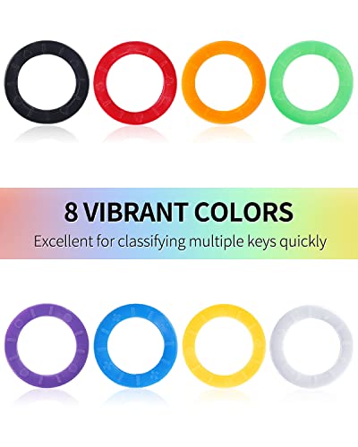 Uniclife 24 Pack 0.9 Inch Round Key Caps Covers Key Identifiers Protectors for Small Regular Round Flat House Keys (Not Suitable for Square or Odd-Shaped Keys), 8 Colors