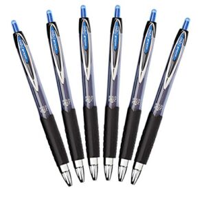 uni-ball signo 207 retractable gel pen, 1.0mm bold point, blue, pack of 6