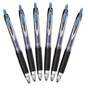 Uni-Ball Signo 207 Retractable Gel Pen, 1.0mm Bold Point, Blue, Pack of 6