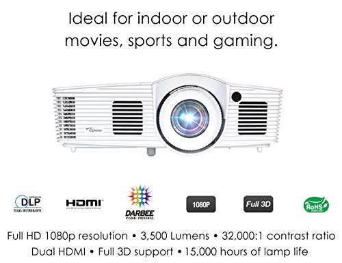 Optoma HD39DARBEE 1080p High Performance Home Theater Projector | Darbee Image Processor for Super Sharp Movies and Games | Bright 3500 Lumens | Large 1.6 Zoom and Vertical Keystone