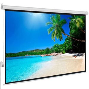 motorized projector screen with remote control, 100 inch 4:3 auto-locking portable projection screen, manual projector screen pull down for home theater office classroom tv usage (80″ w x 60″ h)