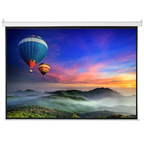 Motorized Projector Screen with Remote Control, 100 Inch 4:3 Auto-Locking Portable Projection Screen, Manual Projector Screen Pull Down for Home Theater Office Classroom TV Usage (80" W x 60" H)