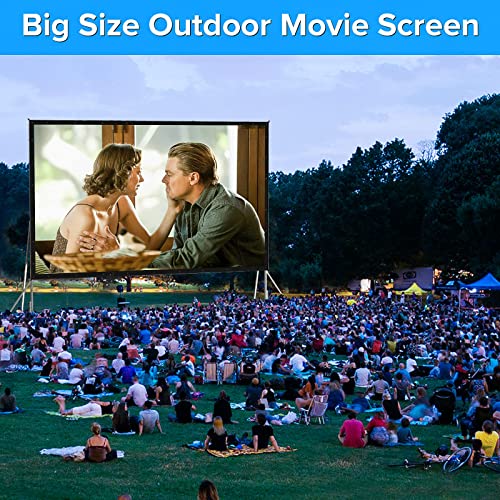 JWSIT 250 inch Projector Screen with Stand, Upgraded 3 Layers PVC 16:9 Large Outdoor Projector Screen, Portable Outdoor Movie Screen with Carrying Bag for Large Commercial Performance