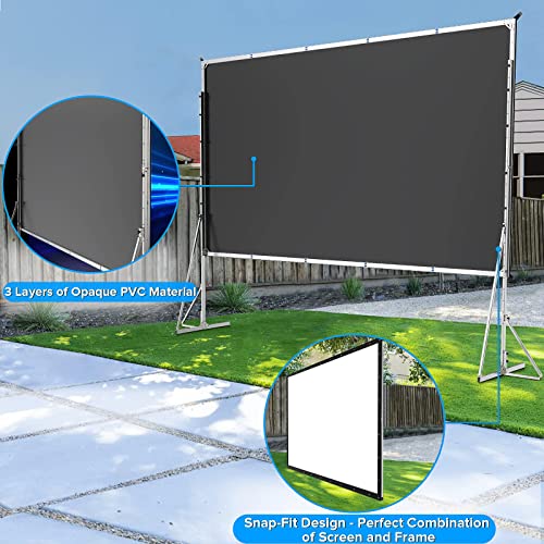 JWSIT 250 inch Projector Screen with Stand, Upgraded 3 Layers PVC 16:9 Large Outdoor Projector Screen, Portable Outdoor Movie Screen with Carrying Bag for Large Commercial Performance