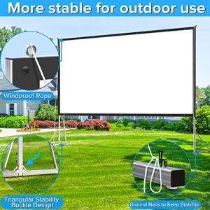 JWSIT 250 inch Projector Screen with Stand, Upgraded 3 Layers PVC 16:9 Large Outdoor Projector Screen, Portable Outdoor Movie Screen with Carrying Bag for Large Commercial Performance