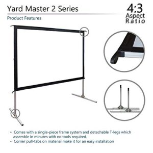 Elite Screens Yard Master 2, 135 inch Outdoor Projector Projection Screen with Stand 4:3, 8K 4K Ultra HD 3D Fast Folding Portable Movie Theater Cinema 135" Indoor Foldable Easy Snap | OMS135V2