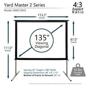 Elite Screens Yard Master 2, 135 inch Outdoor Projector Projection Screen with Stand 4:3, 8K 4K Ultra HD 3D Fast Folding Portable Movie Theater Cinema 135" Indoor Foldable Easy Snap | OMS135V2