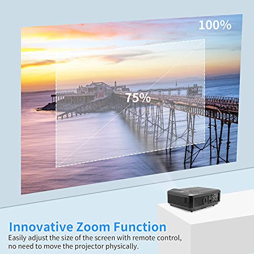 [-$145]Projector 7500Lm HD 1080P WiFi Bluetooth Projector with Android OS Support 4D Keystone/Zoom Home Theater with 200” Display/HiFi Speaker Compatible with TV Stick/HDMI/USB/iOS/Laptop/PS5/Blu-ray