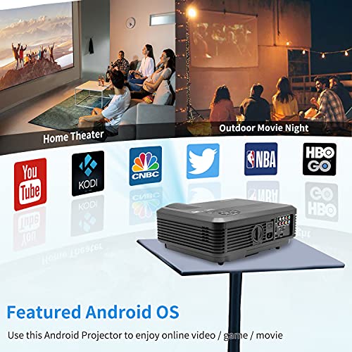 [-$145]Projector 7500Lm HD 1080P WiFi Bluetooth Projector with Android OS Support 4D Keystone/Zoom Home Theater with 200” Display/HiFi Speaker Compatible with TV Stick/HDMI/USB/iOS/Laptop/PS5/Blu-ray