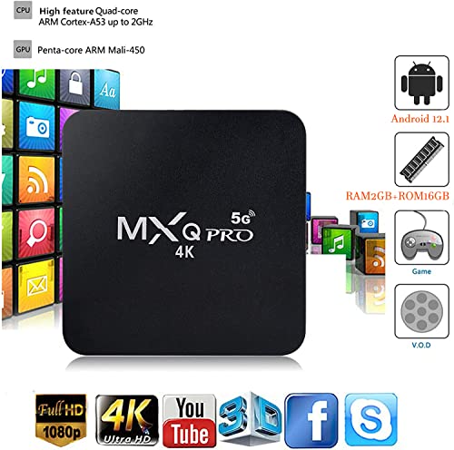 MXQ PRO 5G with Wireless Mini Keyboard Android 11.1 TV Box Ram 2GB ROM 16GB H.265 HD 3D Dual WiFi 2.4G/5.8G Quad Core Android Smart Box Home Set Top Player