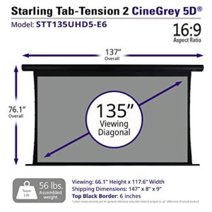 Elite Screens Starling Tab-Tension 2 CineGrey 5D, 135" 16:9, 8K 4K Ultra HD Ready Ceiling and Ambient Light Rejecting Electric Projector Screen, CineGrey 5D Projection Material, STT135UHD5-E6