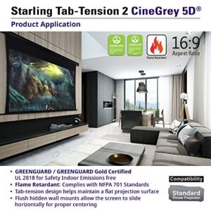 Elite Screens Starling Tab-Tension 2 CineGrey 5D, 135" 16:9, 8K 4K Ultra HD Ready Ceiling and Ambient Light Rejecting Electric Projector Screen, CineGrey 5D Projection Material, STT135UHD5-E6