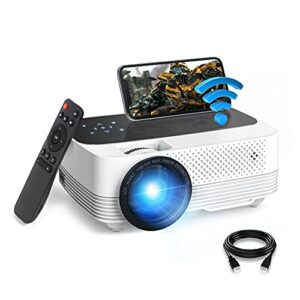 pvt mini projector 1080p hd, wifi projector, 6500l movie projector with synchronize cellular phone screen, video projector compatible with tv stick, ps45, hdmi, usb, av, sd, laptop (2021 upgraded)