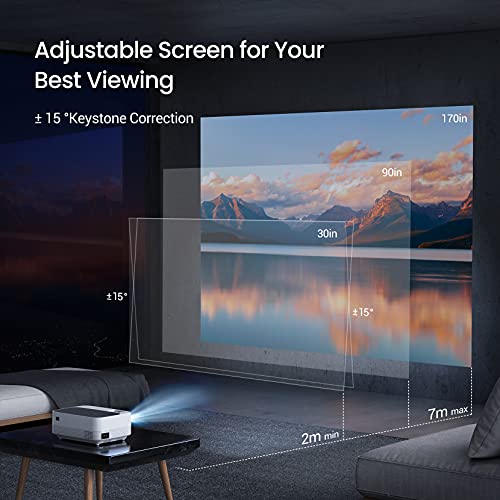 PVT Mini Projector 1080p HD, WiFi Projector, 6500L Movie Projector with Synchronize Cellular Phone Screen, Video Projector Compatible with TV Stick, PS45, HDMI, USB, AV, SD, Laptop (2021 Upgraded)