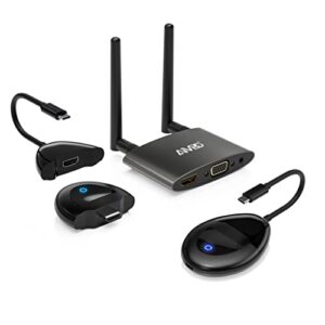 aimibo 2 in 1 wireless hdmi transmitter and receiver 4k 5g, usb c & hdmi transmitter, hdmi & vga dual screens receiver, streaming video/audio for macbook, roku, laptop, samsung, phone to tv, 165ft/50m