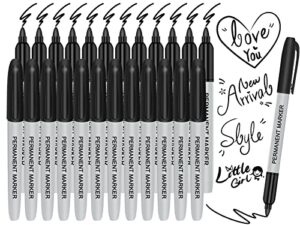 piochoo permanent marker pens, 24 counts black fine point permanent marker sets for writing doodling marking coloring
