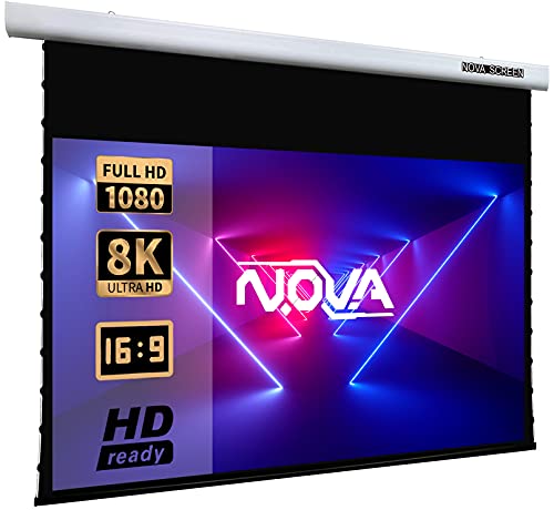 NovaScreen Spectrum Tab-Tension, 92-inch, Active 3D 1080 8K Ultra HD [16:9]. Electric Motorized Projector Screen, Indoor/Outdoor Projector Movie Screen for Home Theater.…