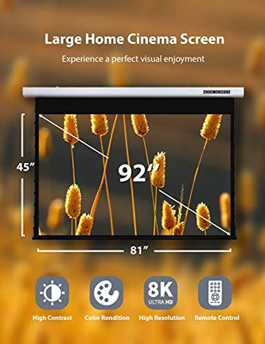 NovaScreen Spectrum Tab-Tension, 92-inch, Active 3D 1080 8K Ultra HD [16:9]. Electric Motorized Projector Screen, Indoor/Outdoor Projector Movie Screen for Home Theater.…