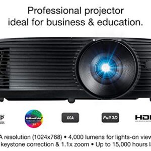 Optoma X400LVe XGA Professional Projector | 4000 Lumens for Lights-on Viewing| Presentations in Classrooms & Meeting Rooms | Up to 15,000 Hour Lamp Life | Speaker Built in