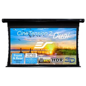 elite screens cinetension 2 wraithveil dual projector screen, 100-inch 16:9, indoor electric motorized automatic front rear projection movie screen, te100hr2-dual| us based company 2-year warranty