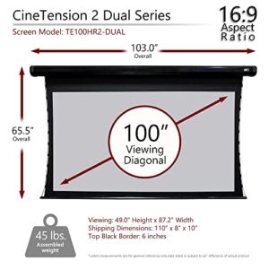 Elite Screens CineTension 2 WraithVeil Dual Projector Screen, 100-inch 16:9, Indoor Electric Motorized Automatic Front Rear Projection Movie Screen, TE100HR2-DUAL| US Based Company 2-Year Warranty