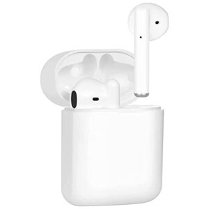 wireless earbuds bluetooth 5.0 headphones with immersive bass sound, mini charging case, waterproof earphones for sport/work, headsets compatible with iphone/android/pc, (white)