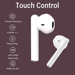 Wireless Earbuds Bluetooth 5.0 Headphones with Immersive Bass Sound, Mini Charging Case, Waterproof Earphones for Sport/Work, Headsets Compatible with iPhone/Android/PC, (White)