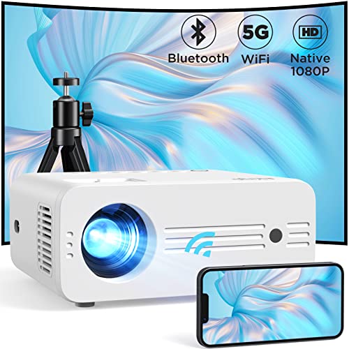 Native 1080P WiFi Projector, AKIYO 300'' Max Phone Projector Support iOS & Android, Portable Mini Movie Projector for Home and Outdoor, Support HDMI, USB, TV Stick, DVD, PS5, Carrying Case Included