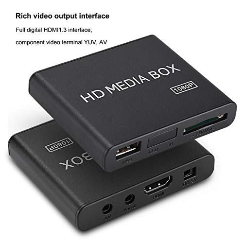 HDMI Media Player, Full HD Mini Box Media Player 1080P HDMI Digital Media Player Box Portable Support USB RMVB MP3 AVI MKV 110-240V(US Plug)