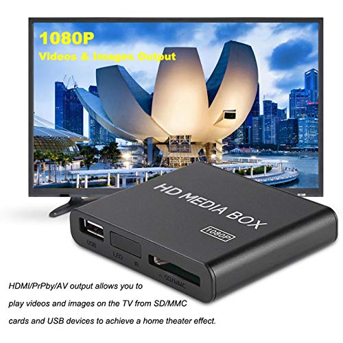 HDMI Media Player, Full HD Mini Box Media Player 1080P HDMI Digital Media Player Box Portable Support USB RMVB MP3 AVI MKV 110-240V(US Plug)