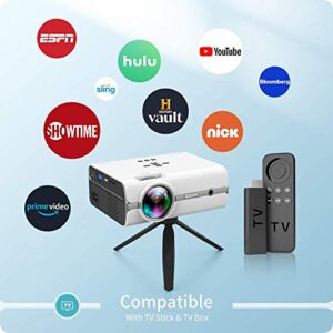 VankyoProjector Leisure 410 Mini Projector Supports 1080P and 200'' Display, Portable Movie Projector with 40,000 Hrs Lamp Life , Compatible with TV Stick, HDMI, iOS, Android (Mini Tripod Included)