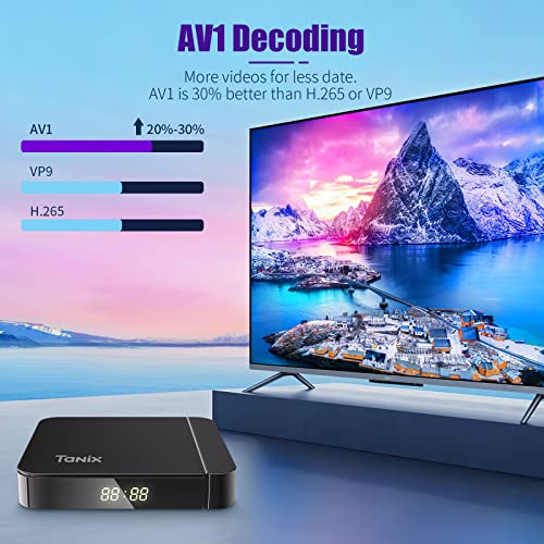 Android TV Box, Android TV Box 4GB 32GB, 2.4GHz/5GHz Dual-WiFi Bluetooth with Dual-Antenna Quad Core 64 Bits 3D/4K/H.265/USB3.0 Android Box with Wireless Keyboard