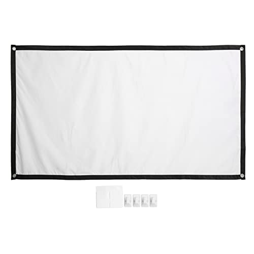 Projector Screen 60 Inch, Portable 16:9 4K HD Movie Projector Screen Foldable Outdoor Indoor Video Projection Screen with 4 Hook, Wrinkle Free Design for Home Theater Backyard Cinema