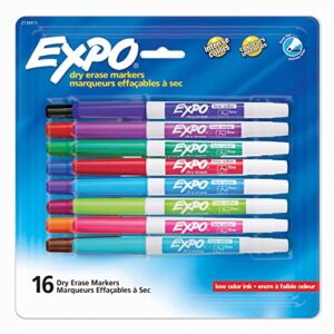 expo low-odor dry erase fine tip markers, assorted colors, 16 count