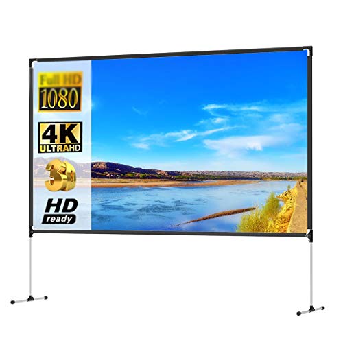 ZLXDP Portable Projector Screen Outdoor with Stand Bracket Screen 100 inch 16:9 4K 3D Fast Folding Projection Screen