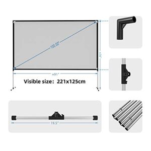 ZLXDP Portable Projector Screen Outdoor with Stand Bracket Screen 100 inch 16:9 4K 3D Fast Folding Projection Screen