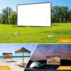 ZLXDP Portable Projector Screen Outdoor with Stand Bracket Screen 100 inch 16:9 4K 3D Fast Folding Projection Screen