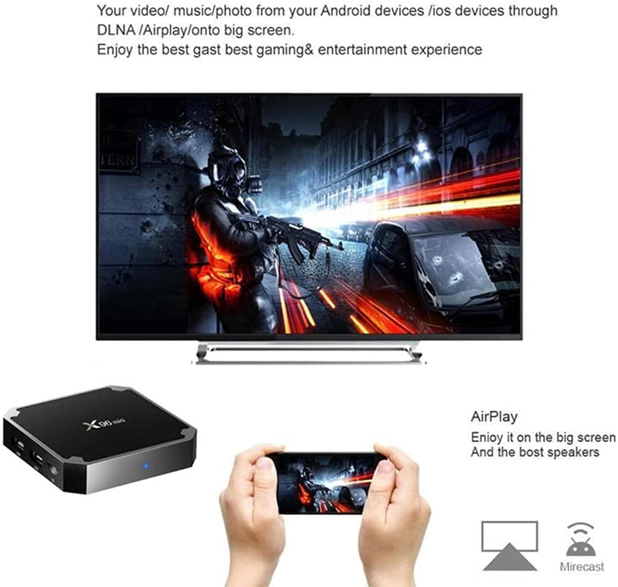 AMGUR X96 Mini Android 7.1 TV Box Amlogic S905W Quad Core 1GB/8GB Smart TV Box WiFi 4K Ultra HD OTT Box Bluetooth H.265 HEVC HDMI Streaming Media Player