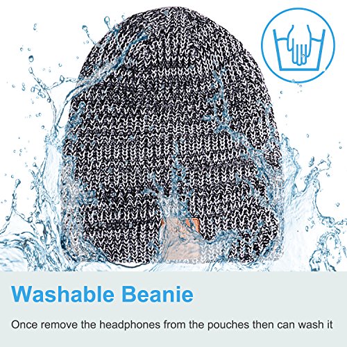 Qshell Bluetooth Beanie Hat, Winter Warm Soft Trendy Cap with Wireless Headphone Headset Earphone Stereo Speaker Mic Hands Free for Lifestyle Outdoor Sport,Compatible with iPhone Android - Gray