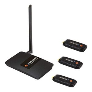 j-tech digital hdmi wireless presentation system meeting room kit 3 tx and 1 rx streaming 1080p hd signal from hdmi dongle up to 65 feet wireless hdmi extender (up to 5 transmitters) [jtech-qs100]
