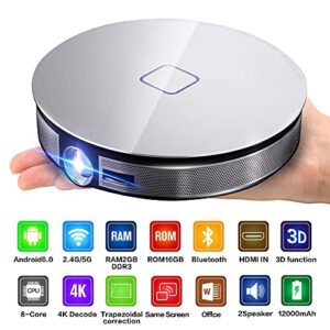 CXDTBH Portable DLP Mini Projector 12000mAh Battery 1280x720P Android -Compatible Support 1080P 4K