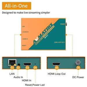 AVMATRIX SE1217 HDMI Streaming Encoder, Support H.265/ H.264 Stream Encode Protocol, 1080P 60HZ Audio/Video Live Streaming Encoder, for YouTube, Facebook, Twitch, Ustream