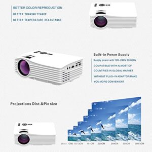 GAOHAILONG Multimedia Mini Projector (Support USB/SD/HDMI/IR) Game Consoles 1000 lumens Portable high-Definition LED Projector not Support Connect wirelessly, White