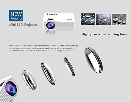 GAOHAILONG Multimedia Mini Projector (Support USB/SD/HDMI/IR) Game Consoles 1000 lumens Portable high-Definition LED Projector not Support Connect wirelessly, White