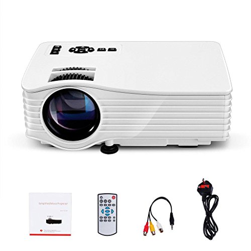 GAOHAILONG Multimedia Mini Projector (Support USB/SD/HDMI/IR) Game Consoles 1000 lumens Portable high-Definition LED Projector not Support Connect wirelessly, White