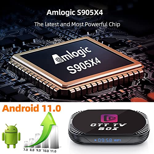 Android 11.0 Tv Box 4Gb Ram 32GB ROM Tv Box MxIII Pro X4 Amlogic S905X4 64-bit Quad Core with Dual Wi-Fi 2.4G/5.0G Bt 4.0 8K 1000M LAN Smart Tv Box