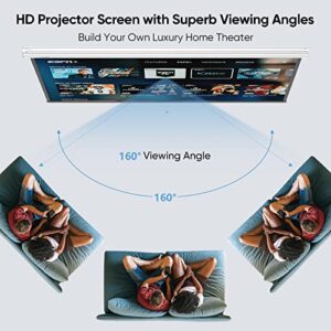 100'' HD Photon Projector Screen 16:9 - Auto-Locking Projection Screen for 4K 3D 1080P HD, ROCK4D Manual Projector Screen Pull Down for Home Cinema Theater Office Education Outdoor Indoor Movies