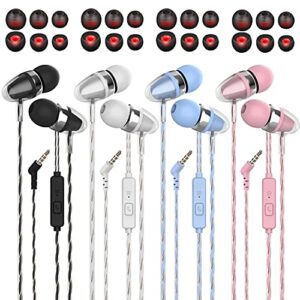 4pack earbuds color headphones heavy bass earphone in ear headphones headphones with microphone mobile phone earphone wired earphone 3.5mm headphones